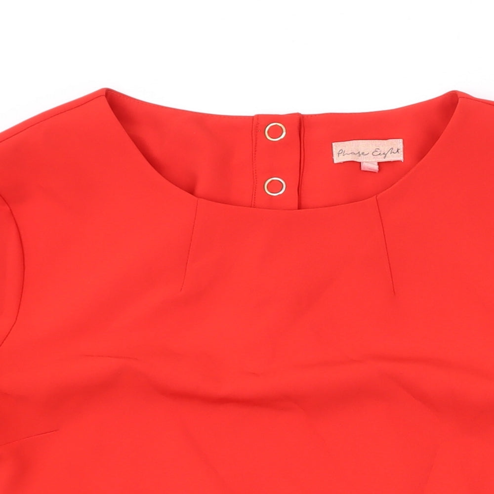Phase Eight Womens Red Polyester Basic Blouse Size 14 Round Neck