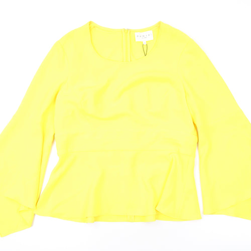 Damsel in a Dress Womens Yellow Polyester Basic Blouse Size 16 Square Neck