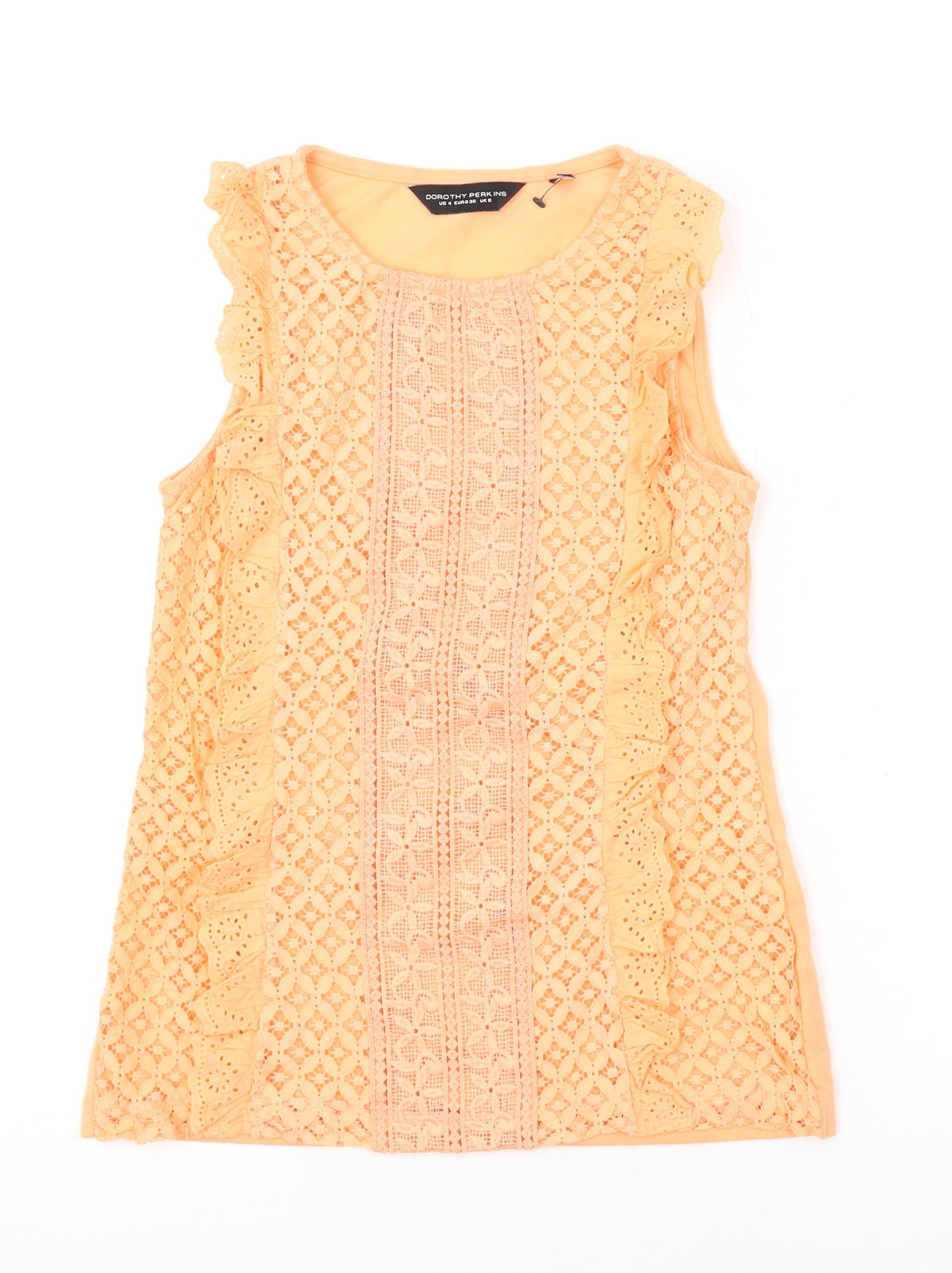 Dorothy Perkins Womens Orange Polyester Basic Tank Size 8 Round Neck