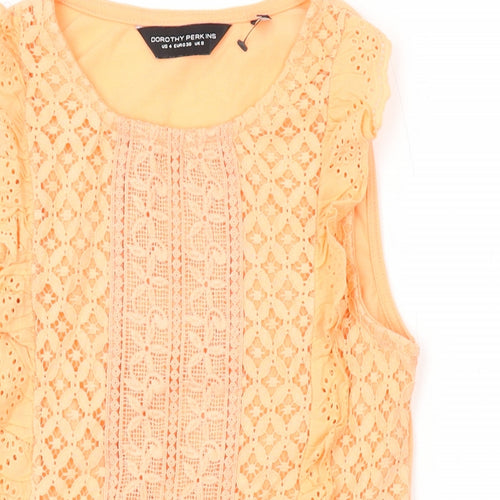 Dorothy Perkins Womens Orange Polyester Basic Tank Size 8 Round Neck
