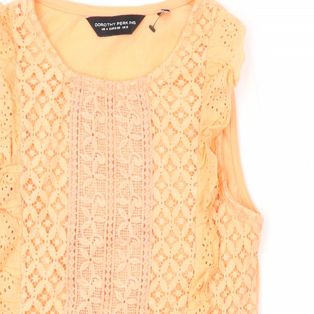Dorothy Perkins Womens Orange Polyester Basic Tank Size 8 Round Neck