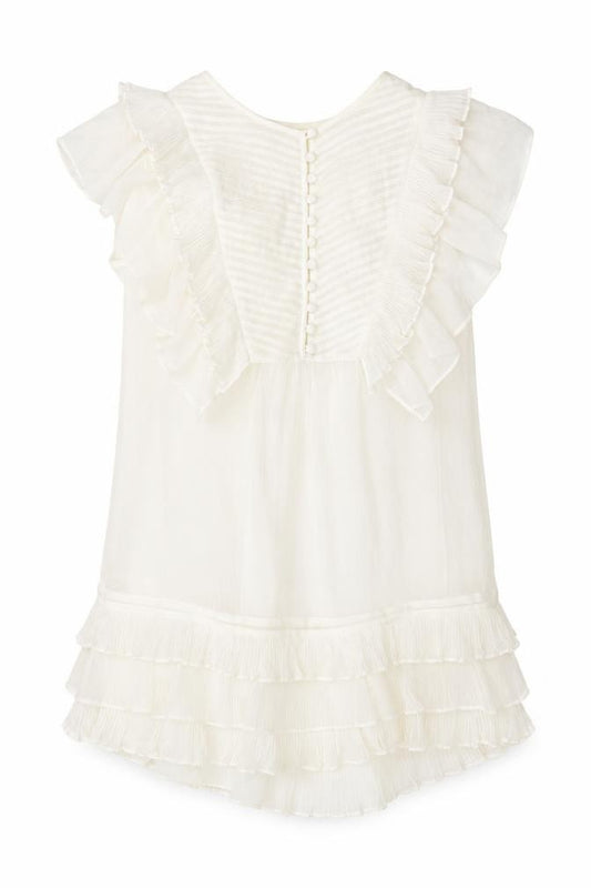 Front view of Definitions women’s ivory polyester basic button-up, size UK 10, round neck
