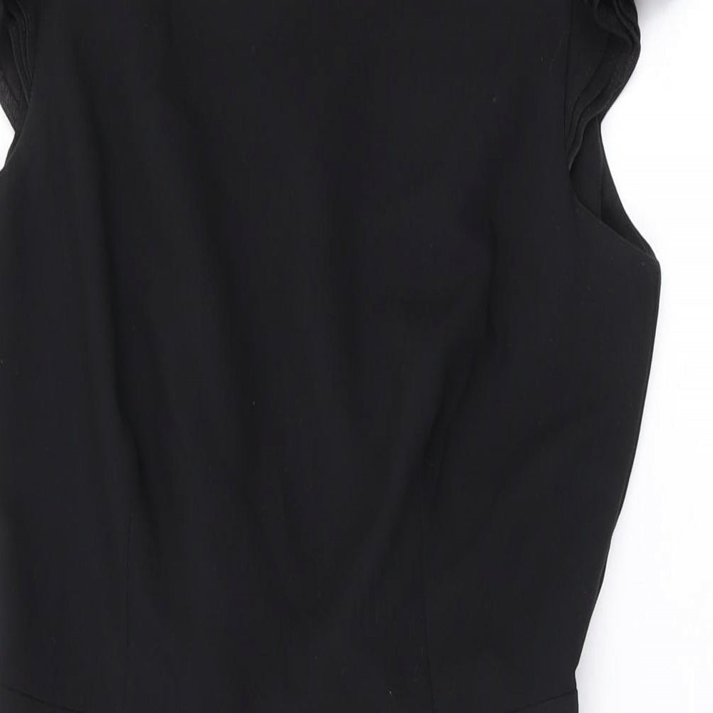 New Look Womens Black Polyester Pencil Dress Size 8 Round Neck Zip