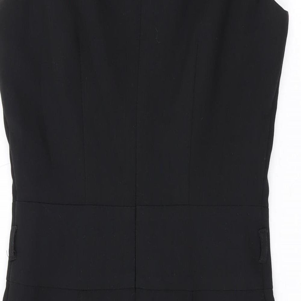New Look Womens Black Polyester Pencil Dress Size 8 Round Neck Zip