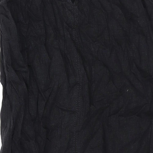 NEXT Womens Black Linen Tank Dress Size 10 V-Neck Pullover