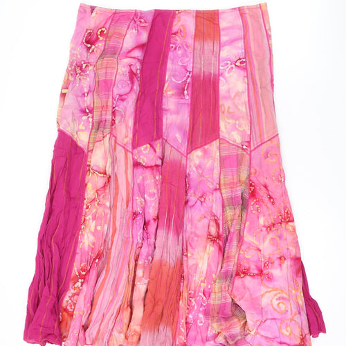 Per Una Womens Pink Geometric Cotton Swing Skirt Size 16 Zip