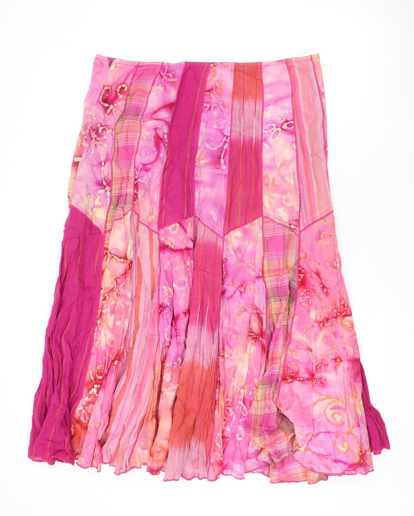 Per Una Womens Pink Geometric Cotton Swing Skirt Size 16 Zip