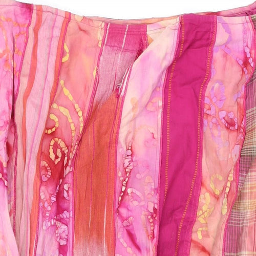 Per Una Womens Pink Geometric Cotton Swing Skirt Size 16 Zip