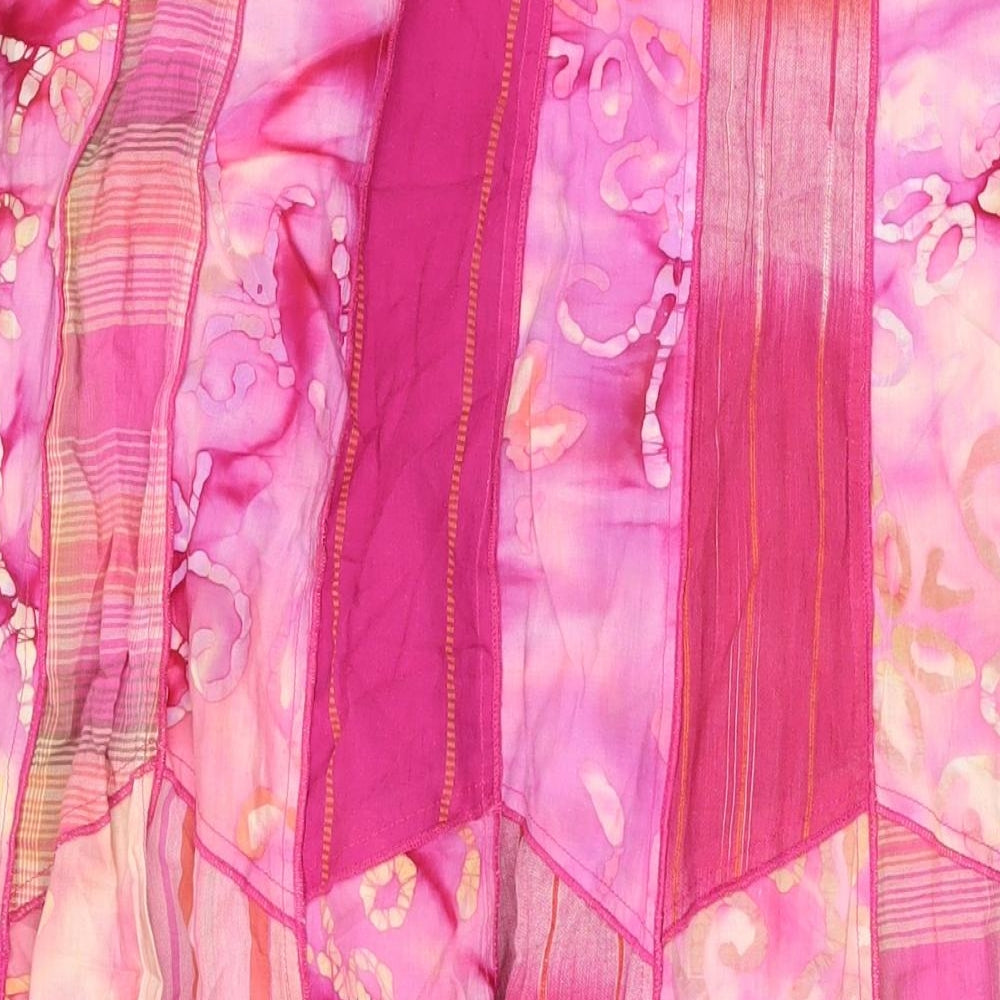 Per Una Womens Pink Geometric Cotton Swing Skirt Size 16 Zip