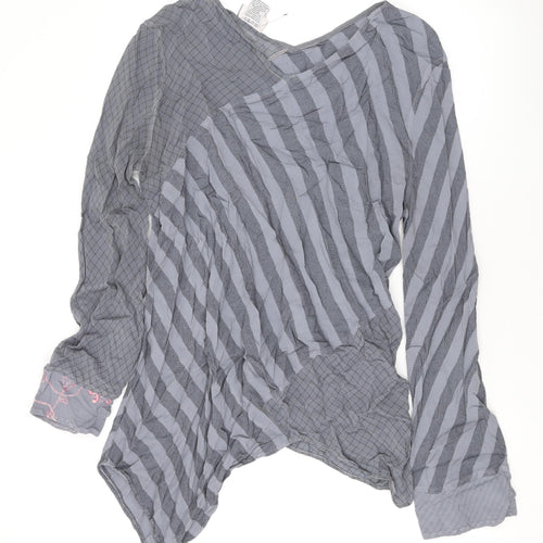 Ghost Womens Grey Geometric Polyester Basic Blouse Size S Round Neck