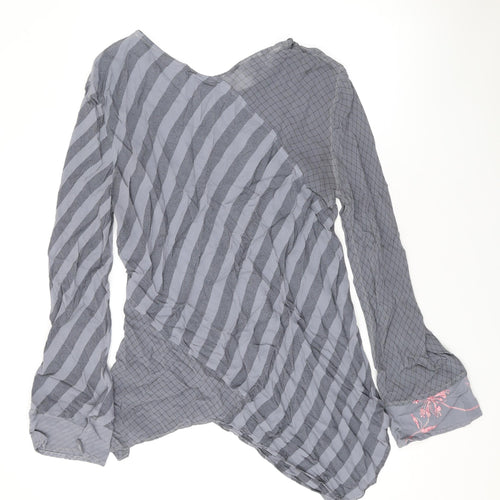 Ghost Womens Grey Geometric Polyester Basic Blouse Size S Round Neck
