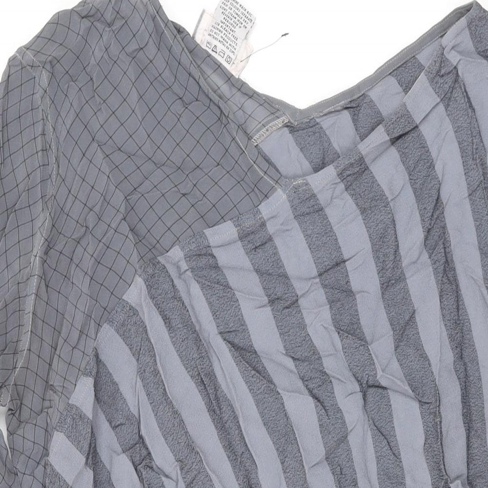 Ghost Womens Grey Geometric Polyester Basic Blouse Size S Round Neck