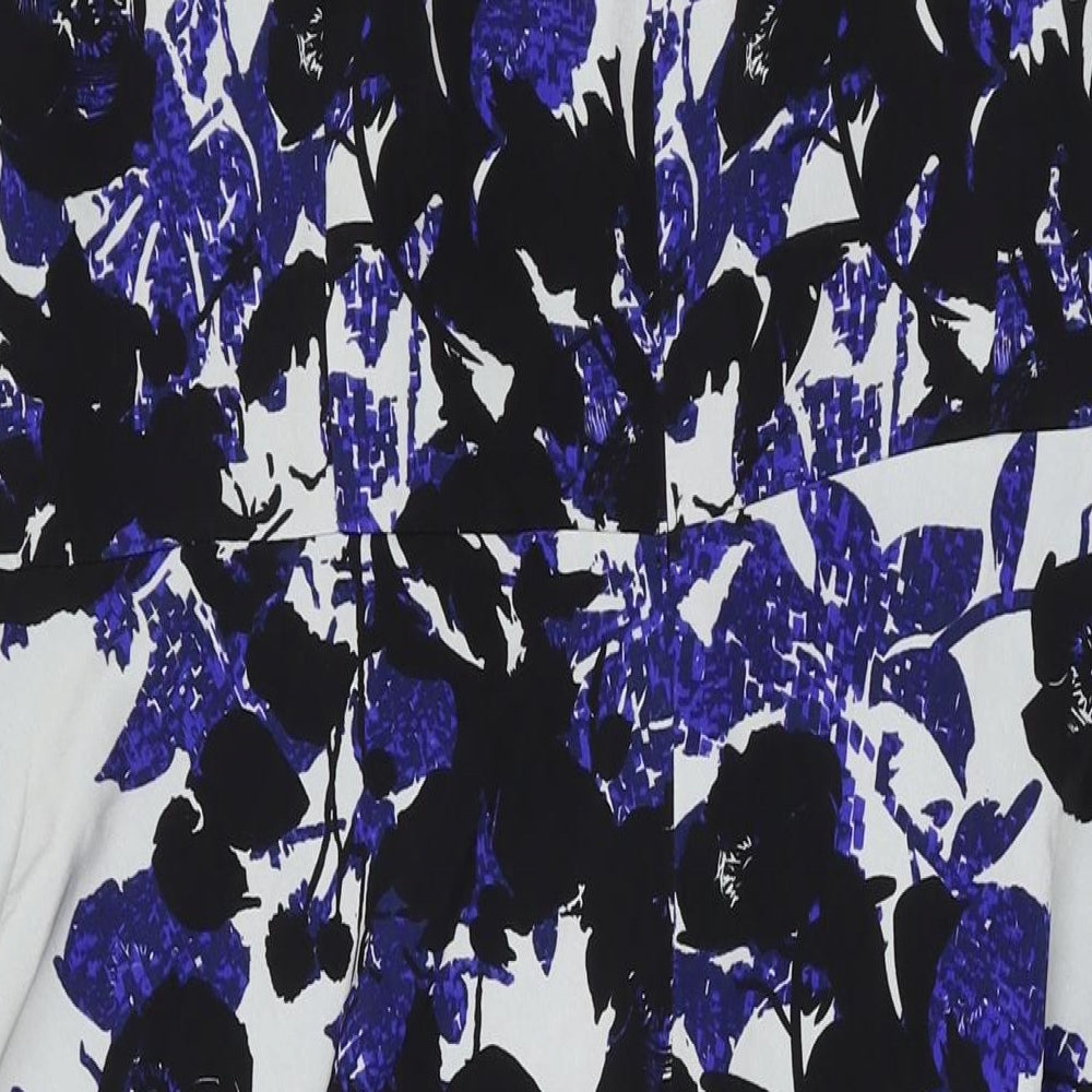 Roger & Rogers Womens Blue Floral Polyester A-Line Size 20 Round Neck Zip