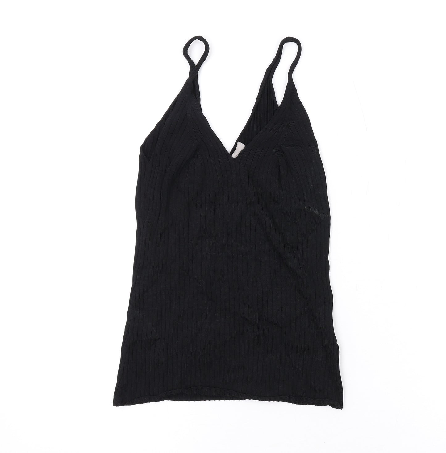 H&M Womens Black Viscose Basic Tank Size M V-Neck