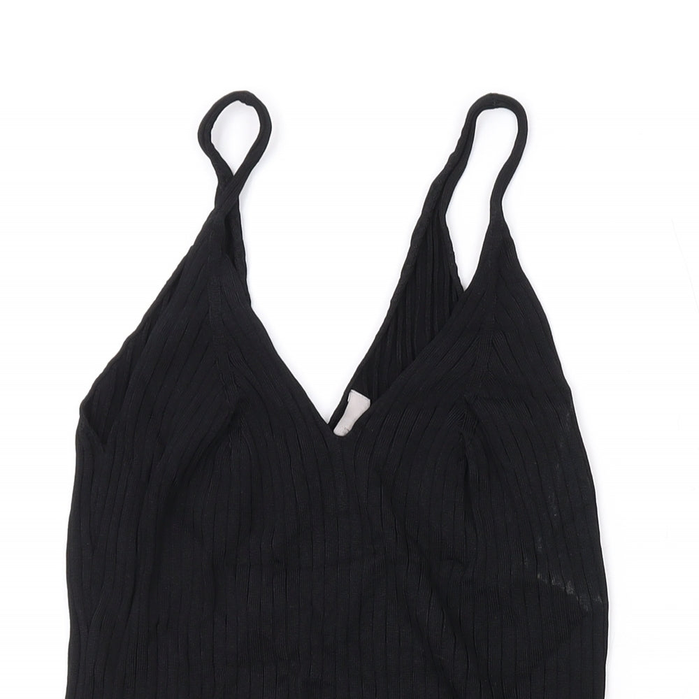 H&M Womens Black Viscose Basic Tank Size M V-Neck