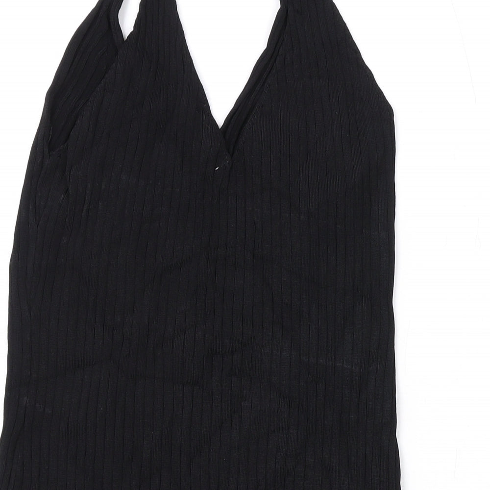 H&M Womens Black Viscose Basic Tank Size M V-Neck