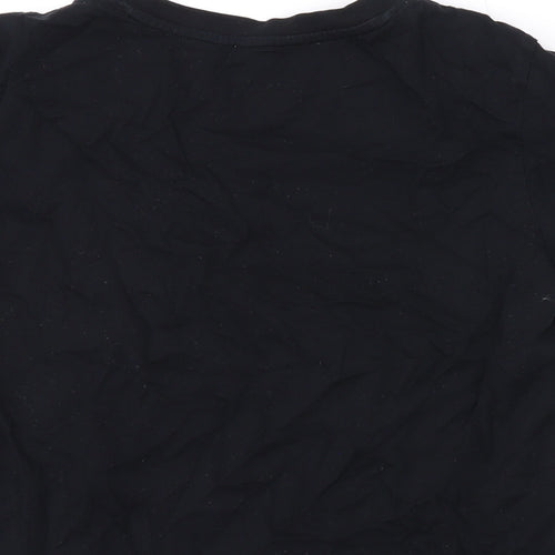 Giordano Womens Black Cotton Basic T-Shirt Size M Round Neck