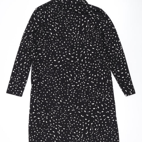 Mango Womens Black Geometric Polyester A-Line Size M V-Neck Pullover