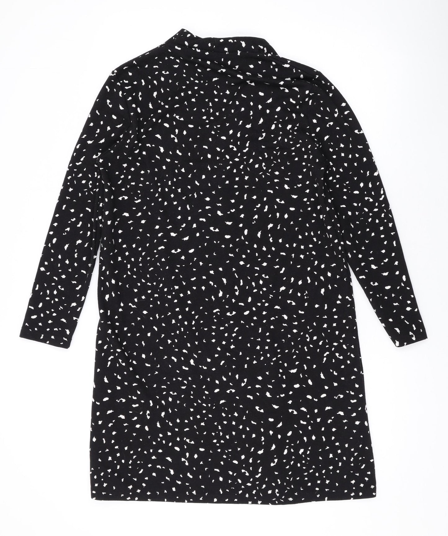 Mango Womens Black Geometric Polyester A-Line Size M V-Neck Pullover