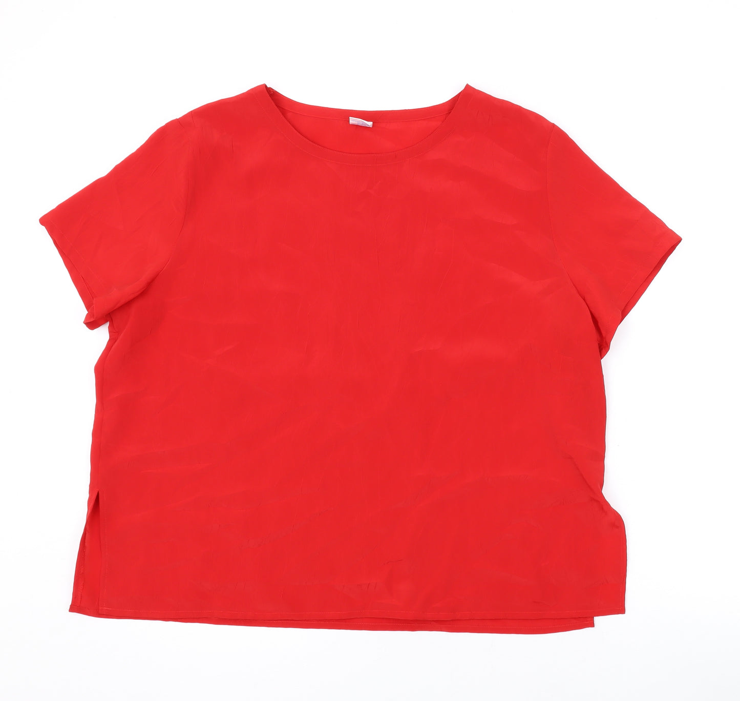 C&A Womens Red Polyester Basic T-Shirt Size 18 Round Neck