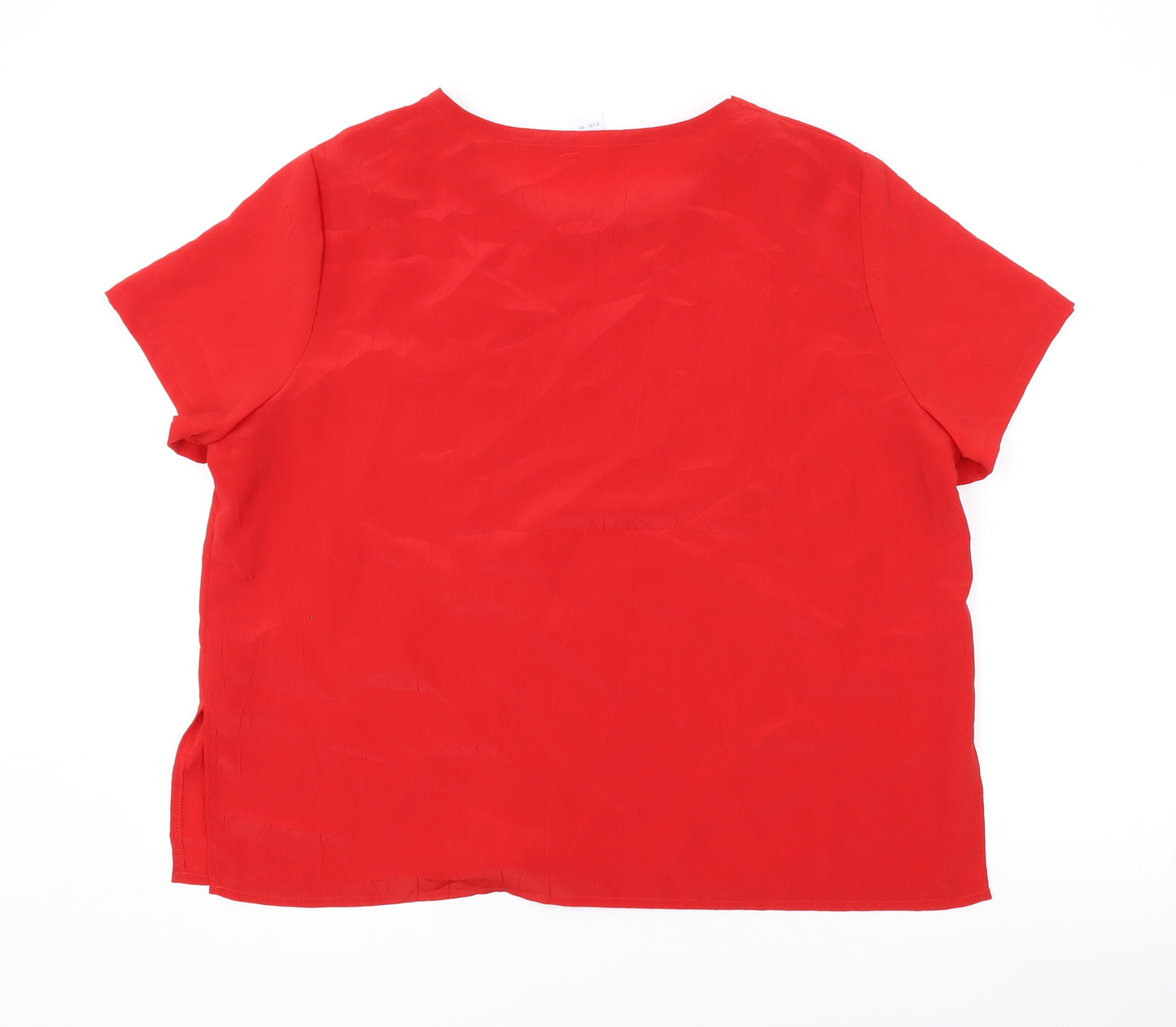 C&A Womens Red Polyester Basic T-Shirt Size 18 Round Neck
