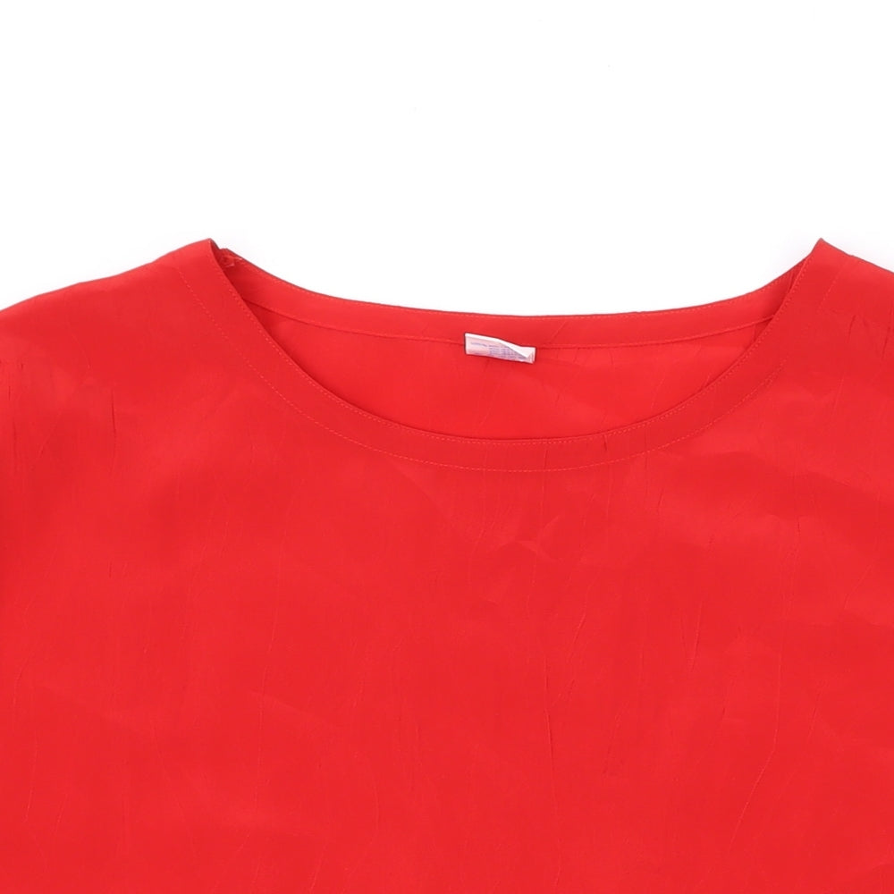 C&A Womens Red Polyester Basic T-Shirt Size 18 Round Neck