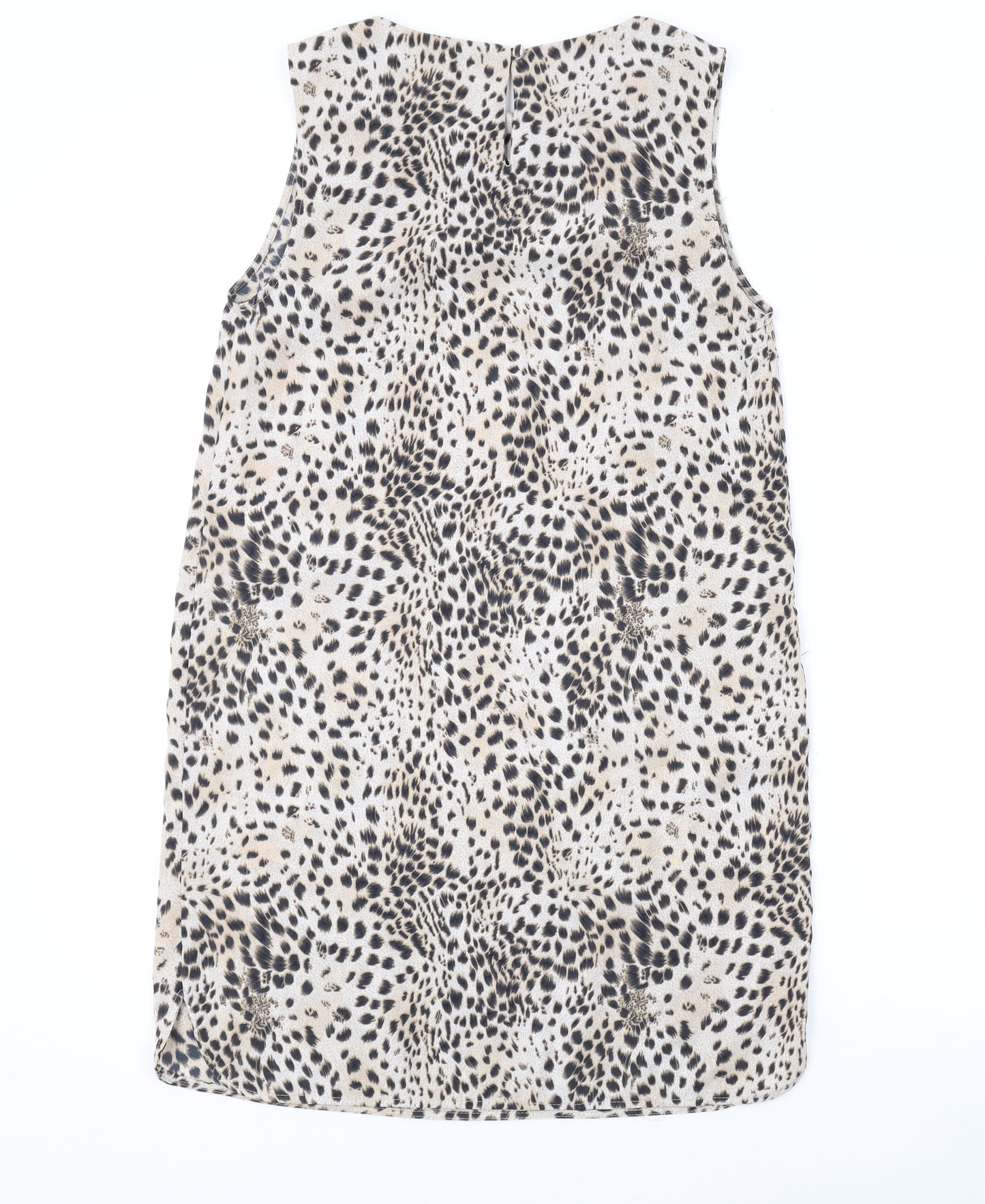 Topshop Womens Beige Striped Polyester Tank Dress Size 10 Round Neck Pullover