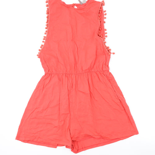 ASOS Womens Pink Cotton Playsuit One-Piece Size 10 L3 in Button