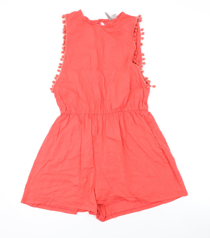 ASOS Womens Pink Cotton Playsuit One-Piece Size 10 L3 in Button