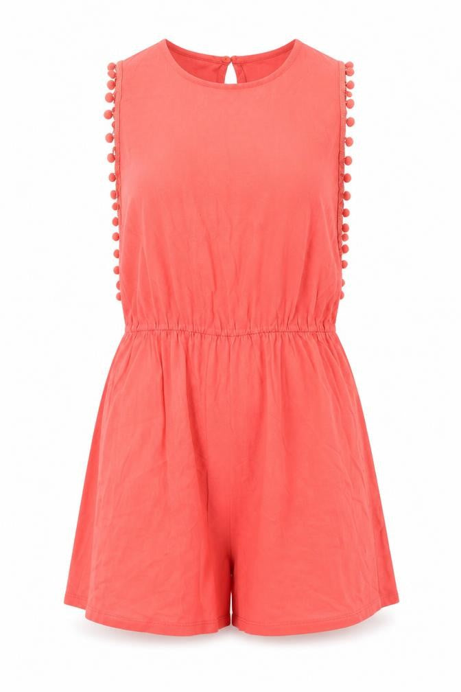 ASOS Womens Pink Cotton Playsuit One-Piece Size 10 L3 in Button