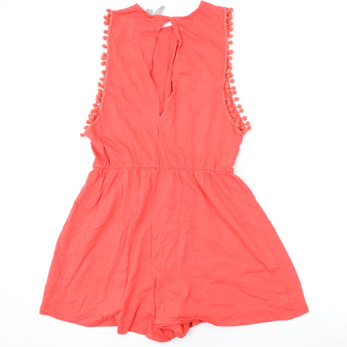 ASOS Womens Pink Cotton Playsuit One-Piece Size 10 L3 in Button