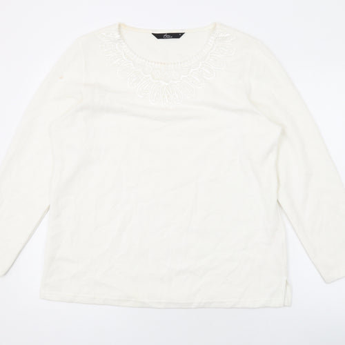 Bonmarché Womens Ivory Polyester Basic Blouse Size M Scoop Neck