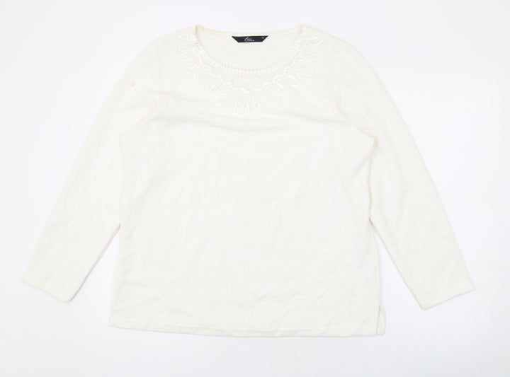 Bonmarché Womens Ivory Polyester Basic Blouse Size M Scoop Neck
