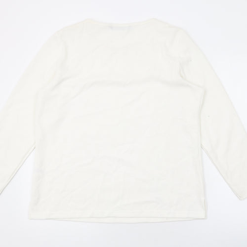 Bonmarché Womens Ivory Polyester Basic Blouse Size M Scoop Neck