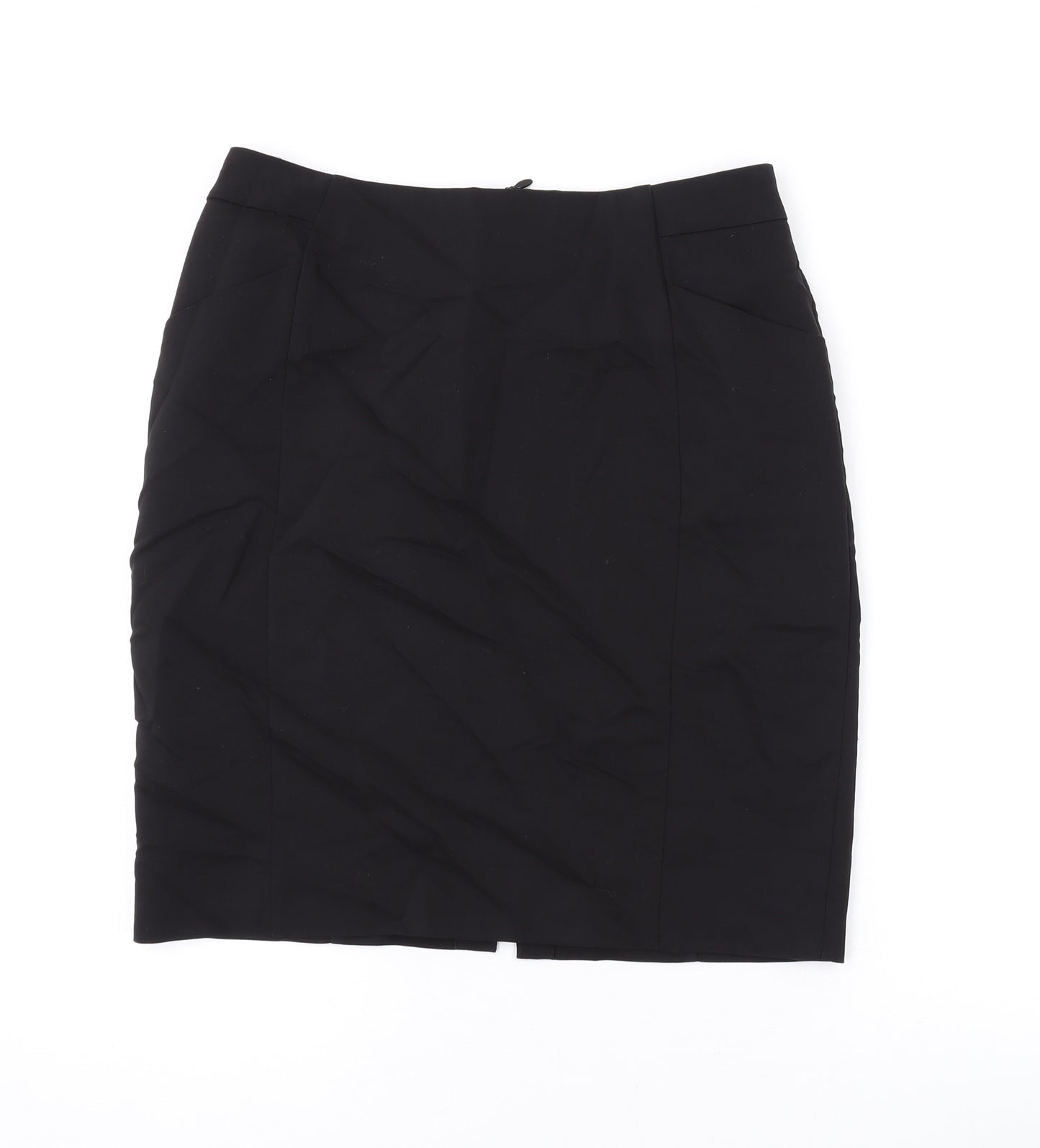 H&M Womens Black Cotton A-Line Skirt Size 12 Zip