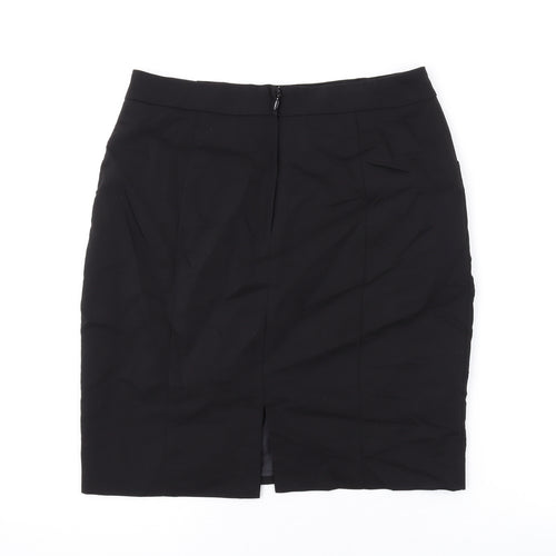H&M Womens Black Cotton A-Line Skirt Size 12 Zip