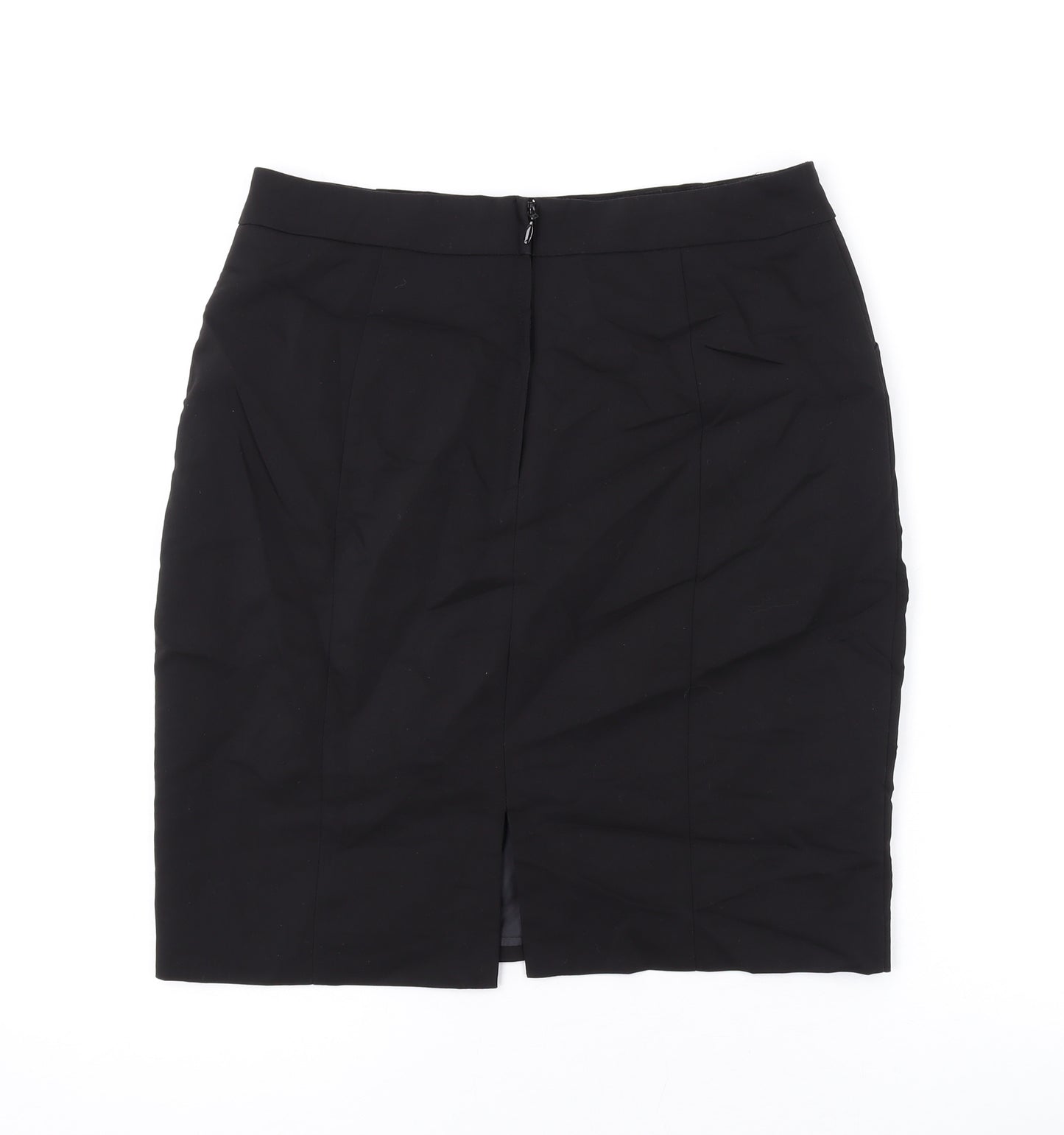 H&M Womens Black Cotton A-Line Skirt Size 12 Zip