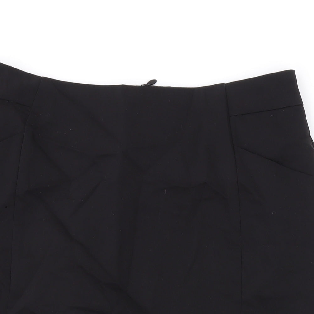 H&M Womens Black Cotton A-Line Skirt Size 12 Zip
