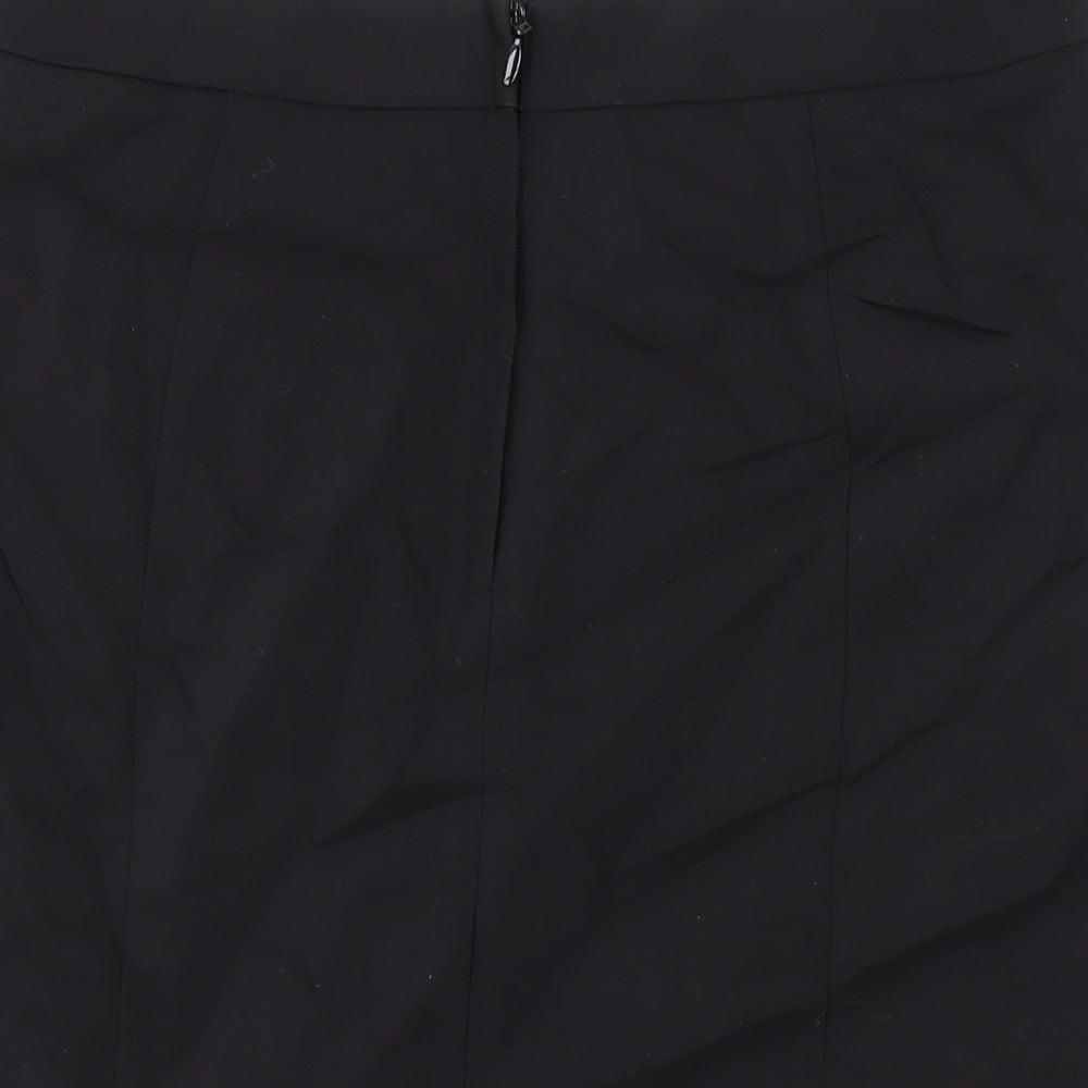 H&M Womens Black Cotton A-Line Skirt Size 12 Zip