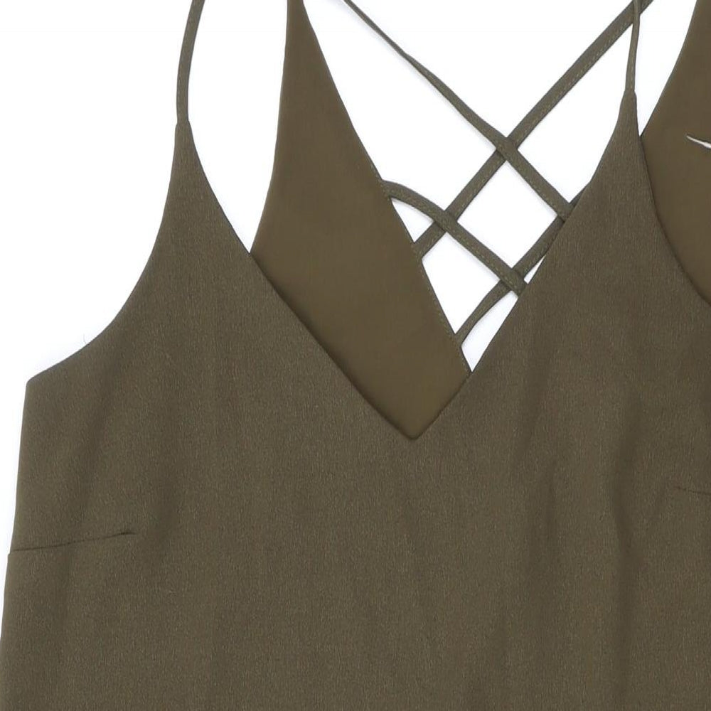 River Island Womens Green Polyester A-Line Size 12 V-Neck Pullover