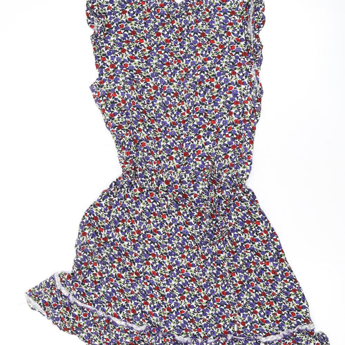 Oasis Womens Blue Floral Viscose A-Line Size 14 Round Neck Pullover