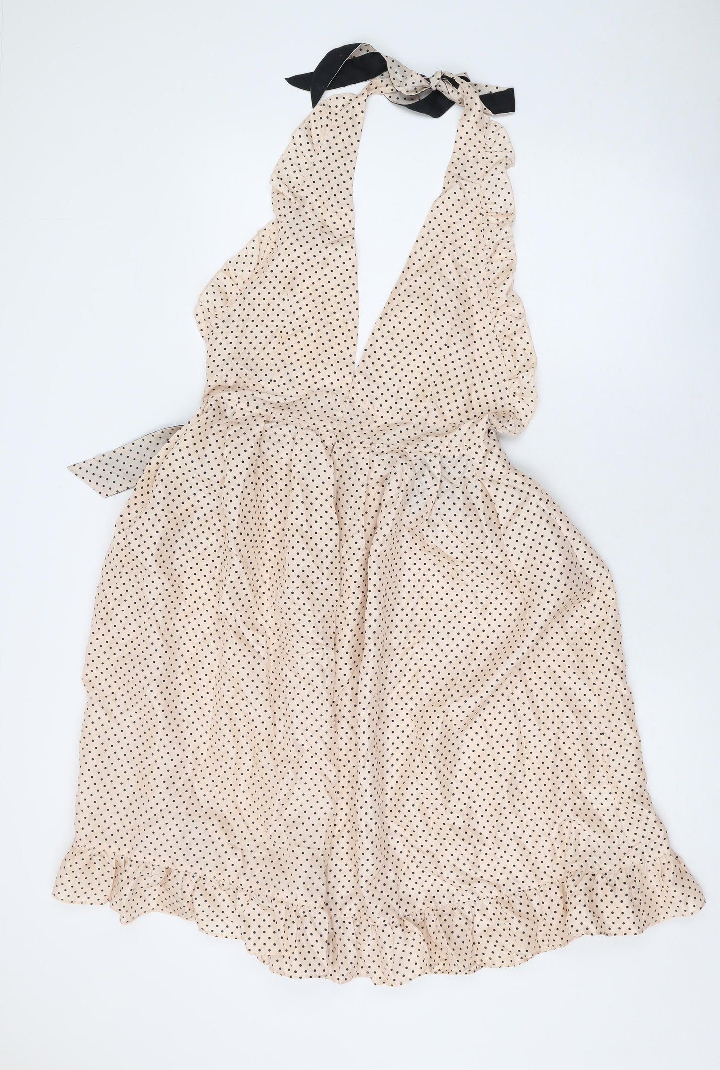 Arrogant Cat Womens Pink Polka Dot Polyester A-Line Size M Halter Tie