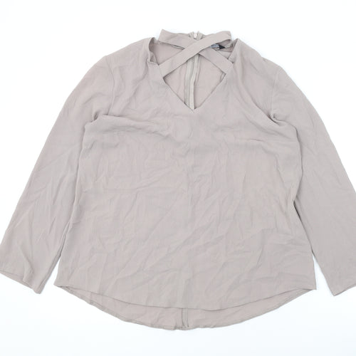 Select Womens Purple Polyester Basic Blouse Size 12 Round Neck