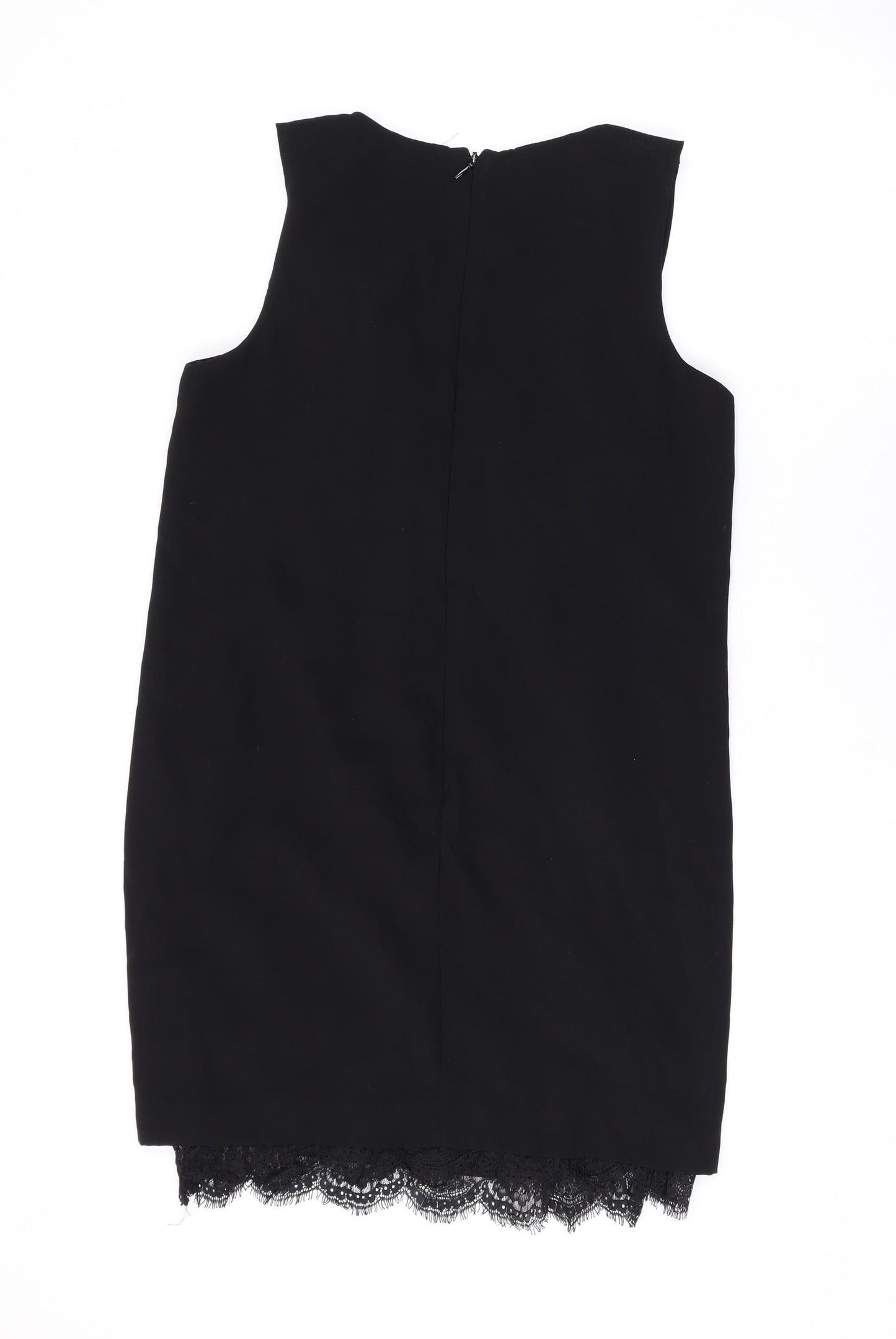 NEXT Womens Black Polyester Tank Dress Size 10 Round Neck Zip