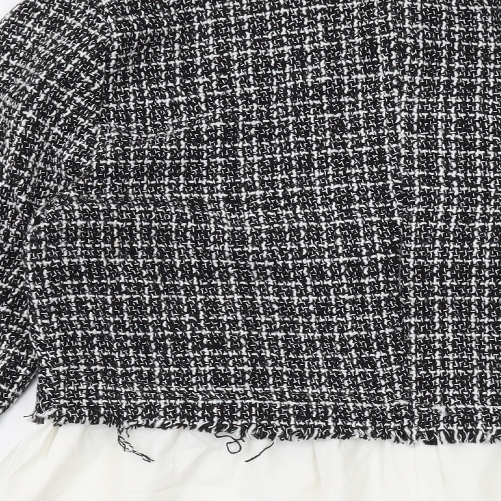 Boohoo Womens Black Round Neck Plaid Polyester Pullover Jumper Size 10