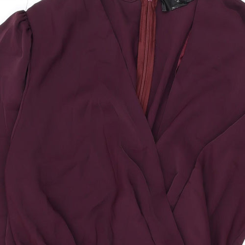 AX Paris Womens Purple Polyester A-Line Size 12 V-Neck Zip