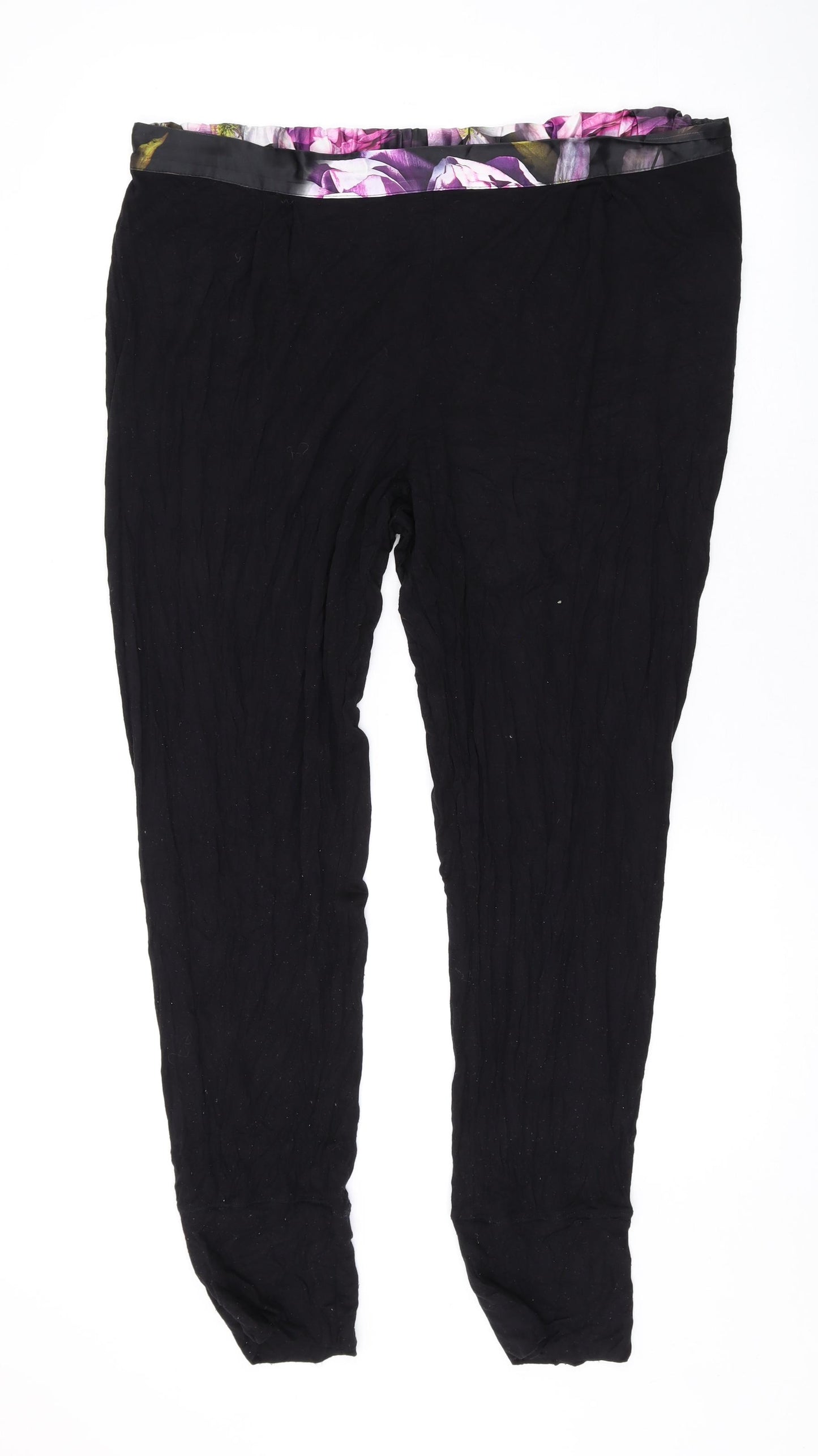 Ted Baker Womens Black Solid Cotton Cami Pyjama Pants Size 16 Drawstring