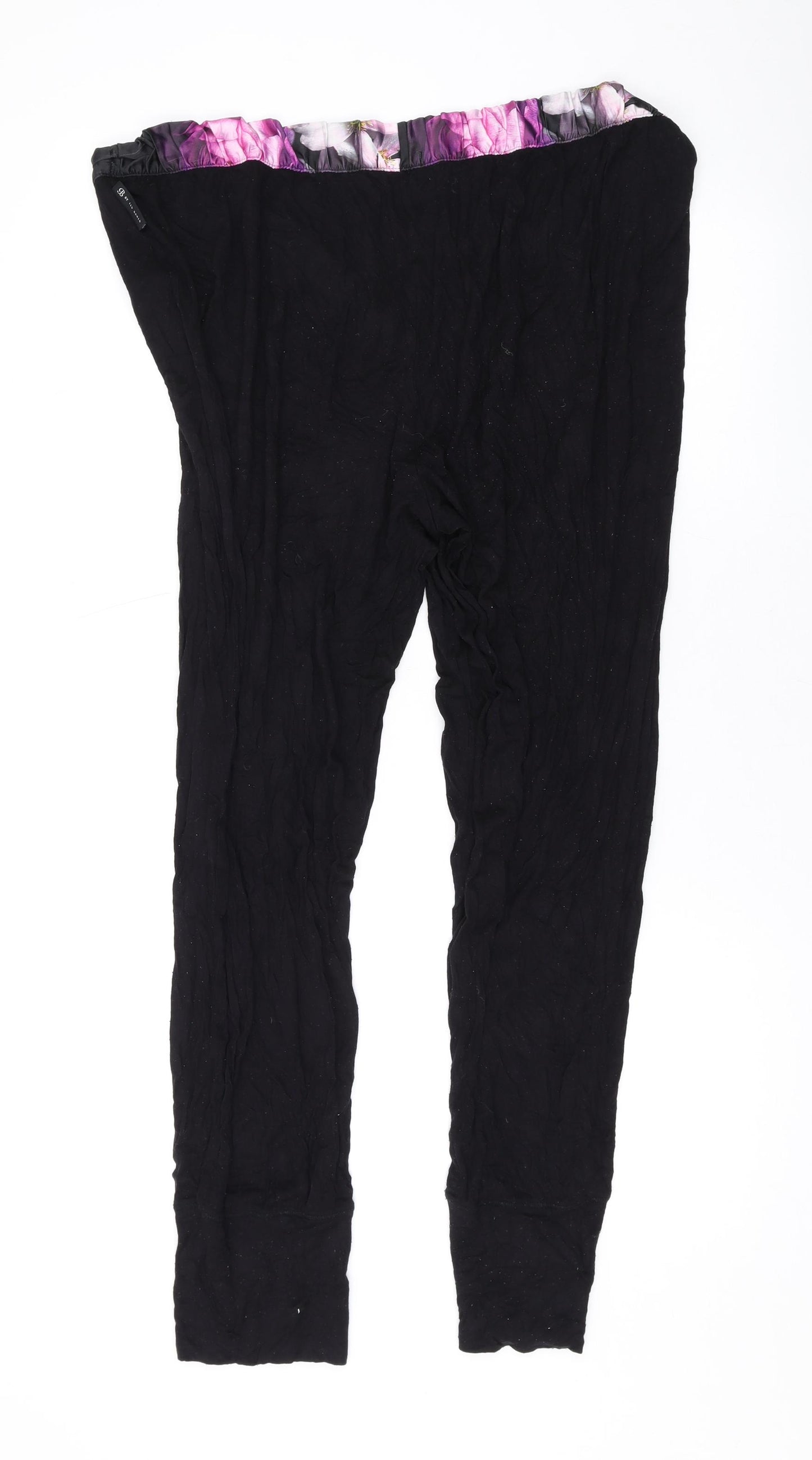 Ted Baker Womens Black Solid Cotton Cami Pyjama Pants Size 16 Drawstring