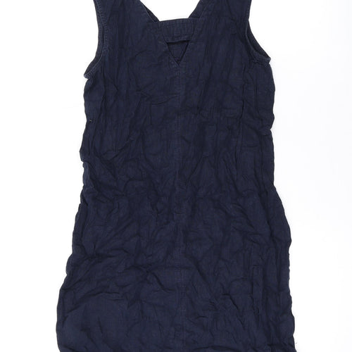 NEXT Womens Blue Linen Tank Dress Size 10 V-Neck Pullover