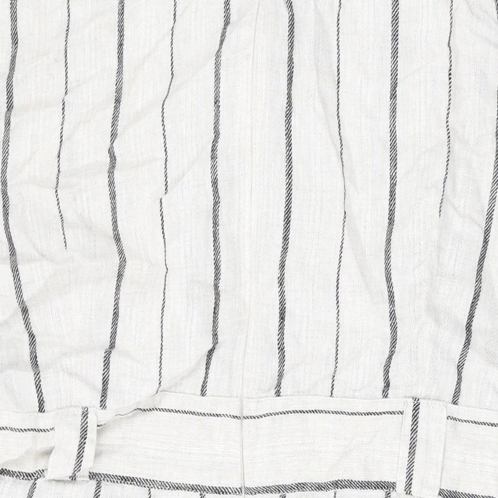 Monsoon Womens Beige Striped Linen A-Line Size 22 Round Neck Zip